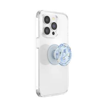 PopSockets Plant-Based Phone Grip with Expanding Kickstand, Eco-Friendly PopSockets for Phone - Translucent Blue Fields