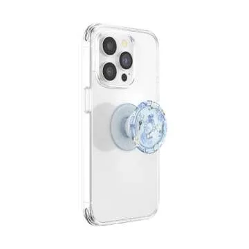 PopSockets Plant-Based Phone Grip with Expanding Kickstand, Eco-Friendly PopSockets for Phone - Translucent Blue Fields