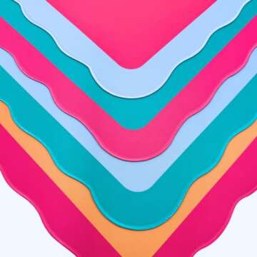 Generic Standard Mahjong Mat (4 Color Combinations) | Scalloped Edges & Bright Colors | 31"" x 31"" (Blue Center- Green Scallop)