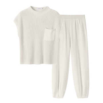 ANRABESS Women's Knit Two Piece Lounge Outfit Set