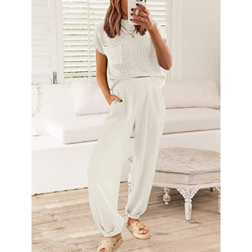 ANRABESS Women's Knit Two Piece Lounge Outfit Set