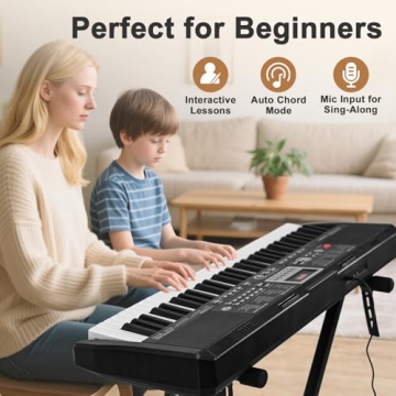 KEYIVOX 61-Key Portable Electronic Piano Keyboard with 200 Voices, Rhythms & Teaching Modes