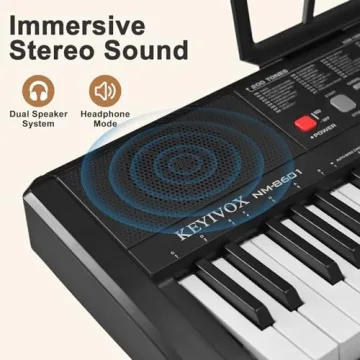 KEYIVOX 61-Key Portable Electronic Piano with 200 Voices