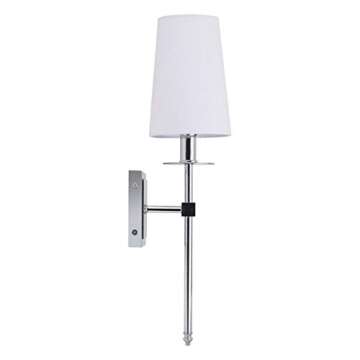 Linea di Liara Torcia Chrome Wall Sconce Wall Lighting with White Fabric Shade Modern Bathroom Wall ...