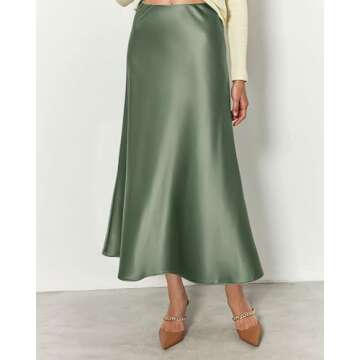 Versatile BTFBM Satin Midi Skirt for Women - Elegant Style