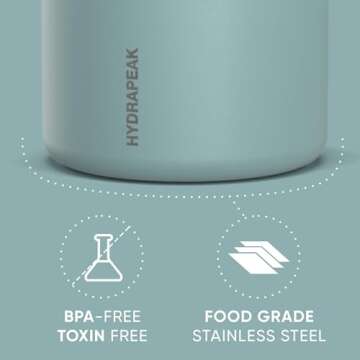 Hydrapeak 18oz Stainless Steel Vacuum Insulated Thermos Food Jar | Thermos for Hot Food and Cold Food, Wide Mouth Leak-Proof Soup Thermos for Adults, 10 Hours Hot and 16 Hours Cold (Aqua)