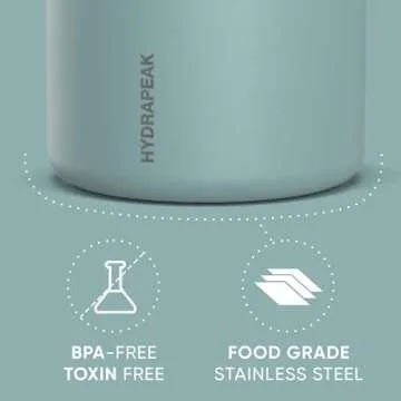 Hydrapeak 18oz Stainless Steel Vacuum Insulated Thermos Food Jar | Thermos for Hot Food and Cold Food, Wide Mouth Leak-Proof Soup Thermos for Adults, 10 Hours Hot and 16 Hours Cold (Aqua)