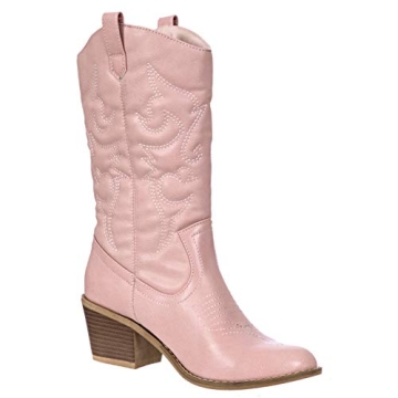 Chic and Comfortable Charles Albert Women's Mid-Heeled Cowboy Boots in Blush