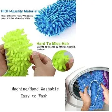 YWSHF Mop Slippers Shoes Cover Dust Duster Slippers Foot Socks Hair Cleaners Sweeping Microfiber Mop Cleaning Floor House Office Bathrron Kitchen Washable Reusable 8 PCS 4 Pairs