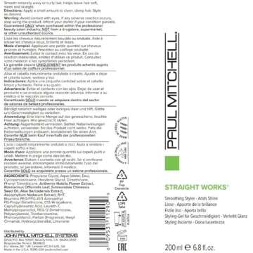 Paul Mitchell Straight Works Hair Gel, Smoothing Styler, Adds Shine, For Frizzy Hair, 6.8 fl. oz.