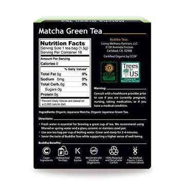 Buddha Teas - Organic Matcha Green Tea - For Health & Wellbeing - Organic Tea - With Antioxidants & ...