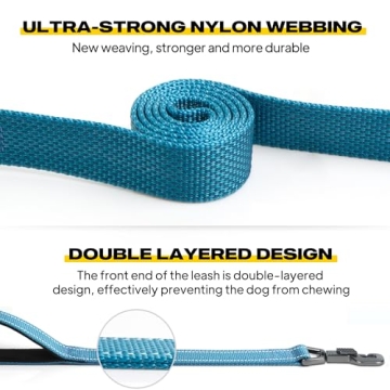 Fida 6 FT Heavy Duty Dog Leash with 2 Comfortable Padded Handles, Traffic Handle & Advanced Easy Snap Hook, Reflective Walking Lead for Large, Medium & Small Breed Dogs, Blue