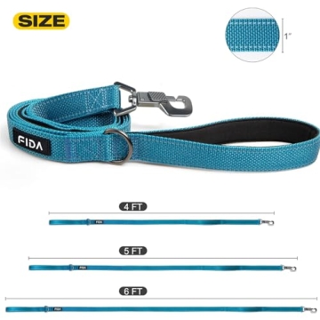 Fida 6 FT Heavy Duty Dog Leash with 2 Comfortable Padded Handles, Traffic Handle & Advanced Easy Snap Hook, Reflective Walking Lead for Large, Medium & Small Breed Dogs, Blue