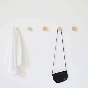 Chic Round Beech Wood Wall Hooks - Set of 2