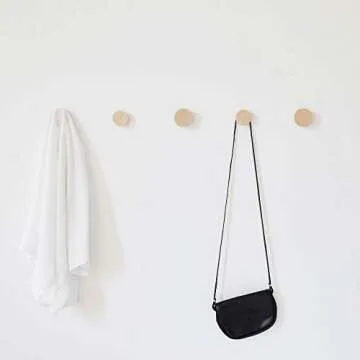 Chic Round Beech Wood Wall Hooks - Set of 2