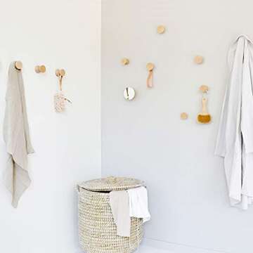 Chic Round Beech Wood Wall Hooks - Set of 2