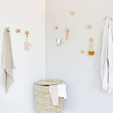 Chic Round Beech Wood Wall Hooks - Set of 2