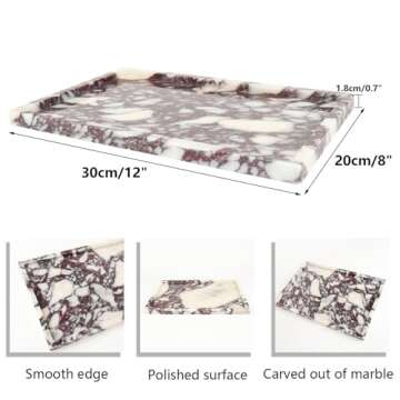Marble Tray, 100% Genuine Natural Marble Stone Trays, Marble Trays for Decor Vanity, Bathroom Counte...
