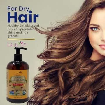 Verdana Organic Golden Jojoba Oil – 16 fl oz with Pump - USDA, Non GMO - Cold Pressed, Unrefined, Hexane Free - Bulk, Moisturizing Oil for Skin, Body, Face, Hair, Scalp, Nails and Cuticles