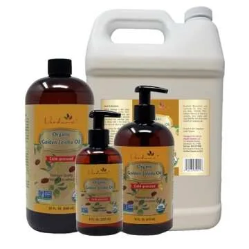 Verdana Organic Golden Jojoba Oil – 16 fl oz with Pump - USDA, Non GMO - Cold Pressed, Unrefined, Hexane Free - Bulk, Moisturizing Oil for Skin, Body, Face, Hair, Scalp, Nails and Cuticles