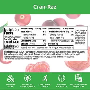 UCAN Energy Powder, Cran-Raz, Keto, Sugar-Free Pre & Post Workout for Men & Women, Non-GMO, Vegan, Gluten-Free, Great for Runners, Gym-Goers and High Performance Athletes | 30 Servings (26.5 Ounces)