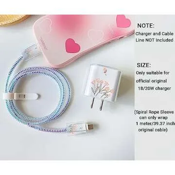 Charger Cover Protector for iPhone Charger Protector Cute Tulip Design,Cable Protector for iPhone Charger Cover,Cable Bites Charger Cord Protector Compatible with 18W/20W iPhone Charger (Tulip)
