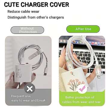 Charger Cover Protector for iPhone Charger Protector Cute Tulip Design,Cable Protector for iPhone Charger Cover,Cable Bites Charger Cord Protector Compatible with 18W/20W iPhone Charger (Tulip)