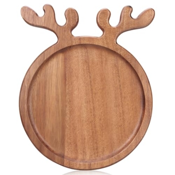 Renawe Decor Christmas Dinner Plate 12"x10" Wooden Cheese Charcuterie Board Xmas Cookies Platter Woo...