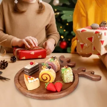 Renawe Christmas Dinner Plate - Festive Wooden Serving Dish