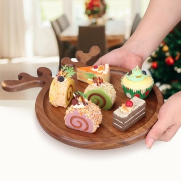 Renawe Christmas Dinner Plate - Festive Wooden Serving Dish