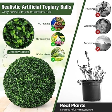 Goplus 19 Inch Artificial Topiary Balls - Indoor and Outdoor Decor