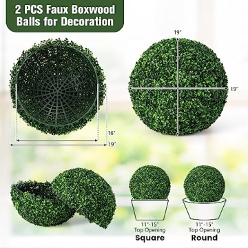 Goplus 19 Inch Artificial Topiary Balls - Indoor and Outdoor Decor