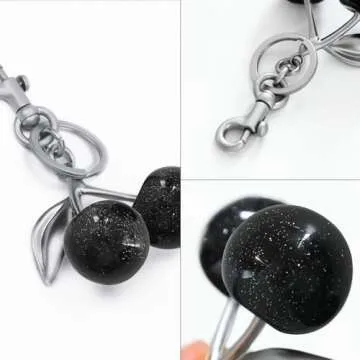 FASTFAIRY Keychain Cherry Bag Charms Purse: Key Chains Women Cute - Car keyrings leather handbags - Valentines Day Gifts