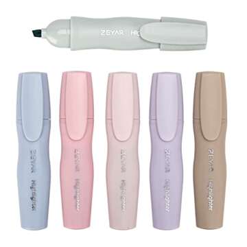 ZEYAR Highlighter Marker Pen - 6 Colors, No Bleed, Quick Dry
