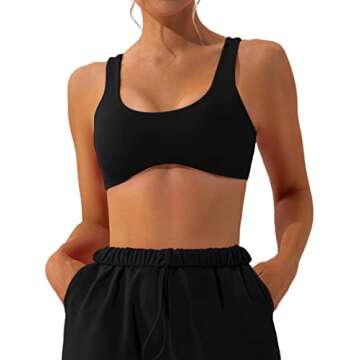 MISSACTIVER Women Sport Bra Removable Padded Wireless Yoga Tank Tops Sleeveless Fitness Workout Running Bralette Crop Tops