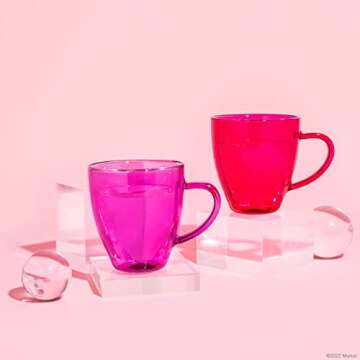Dragon Glassware x Barbie Espresso Cups - 6 oz Pink and Magenta Double Walled Glass Coffee Mugs Set ...