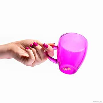 Dragon Glassware x Barbie Espresso Cups - 6 oz Pink and Magenta Double Walled Glass Coffee Mugs Set of 2 - Barbie Dreamhouse Collection - Insulated Glass Mugs to Keep Beverages Hot or Cold Longer