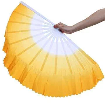 ZooBoo Dance Hand Held Fan - 1Pair Chinese Hand-Held Fold Vintage Style Portable Personalized Tai Chi Kungfu Dancing Folding Fans Decoration for Women Kids Dance - Silk and Plastic - 13inch