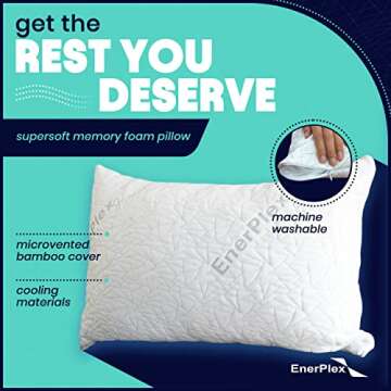 EnerPlex Memory Foam Pillows - Pack of 1 Adjustable, CertiPUR-US Certified King Size Pillows for Sle...