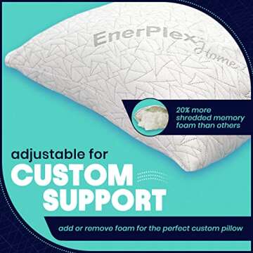 EnerPlex Memory Foam Pillows - Pack of 1 Adjustable, CertiPUR-US Certified King Size Pillows for Sleeping w/Extra Foam & Removable Viscose of Bamboo Cover - Machine Washable Firm Pillow