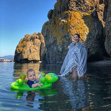 The Loomia Turkish Beach Towel - Sia Series (100% Cotton, Size Extra Large, Grey)