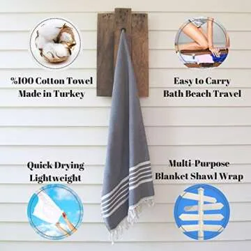 The Loomia Turkish Beach Towel - Sia Series (100% Cotton, Size Extra Large, Grey)