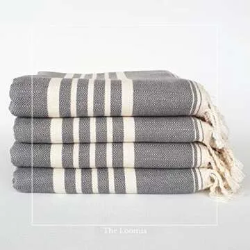 The Loomia Turkish Beach Towel - Sia Series (100% Cotton, Size Extra Large, Grey)
