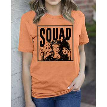 Sanderson Sister Cute T Shirt Halloween Graphic Tees for Women Hocus Pocus Funny Shirts Fall Casual ...