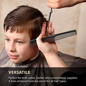 Styling Comb | Professional 7 Inch Black Carbon Fiber Anti Static Chemical And Heat Resistant Comb For All Hair Types | Fine and Wide Tooth Comb For Men and Women | By Bardeau Essentials (Single)