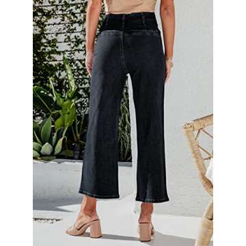 Sidefeel Women's Wide Leg Jeans High Waisted Straight Leg Jeans Buttoned Loose Stretchy Denim Pants ...