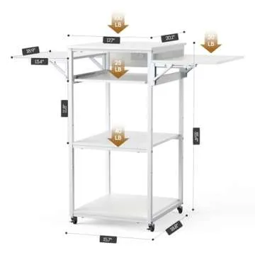 𝐂𝐫𝐚𝐟𝐢𝐭 Movable Heat Press Table with Charging Station, Crafit 4 Tier Foldable Heat Press Stand with Pull-Out Tray for Heat Transfer Sublimation Printer Sublimation Transfer Machine Organization