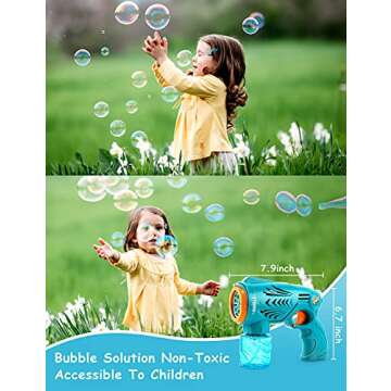 HOPOCO 2 Bubble Guns for Kids, Bubble Machine Automatic Bubble Blower with Bubble Solution, Bubble Maker for Bubble Blaster Party Favors, Birthday Gift, Easter Outdoors Activity for Boy & Girl (Blue)
