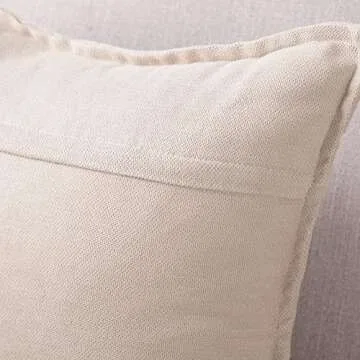 MADIZZ Set of 2 Short Chenille Throw Pillow Covers 20x20 Inch Beige Soft Decorative Cushion Cover fo...