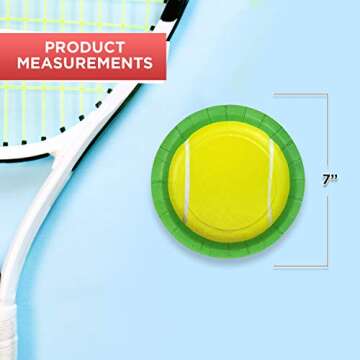 Havercamp 8 Count Tennis Theme 7" Round Party Dessert Paper Plates